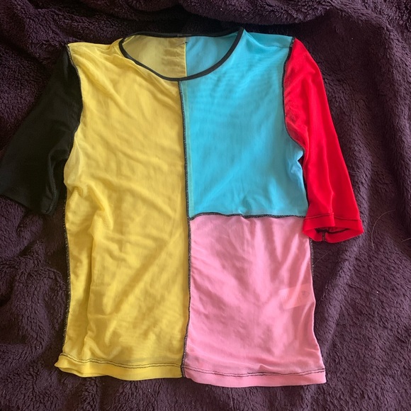 UNIF Colorblock Mesh Shirt, Size Medium - Picture 2 of 5